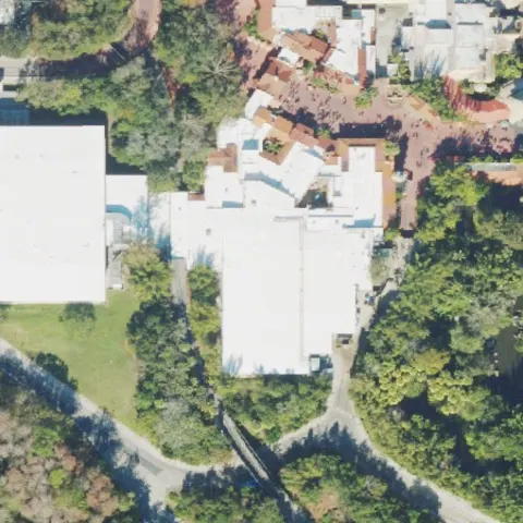 Adventureland at Magic Kingdom from above